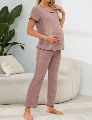 Pijama SHEIN Maternity, roz pudra