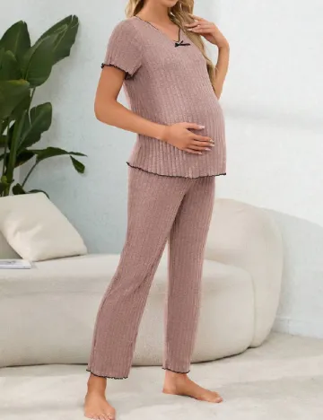 Pijama SHEIN Maternity, roz pudra Roz