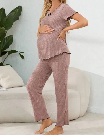 Pijama SHEIN Maternity, roz pudra Roz