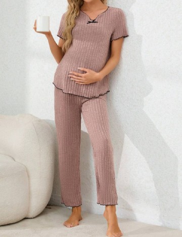 Pijama SHEIN Maternity, roz pudra