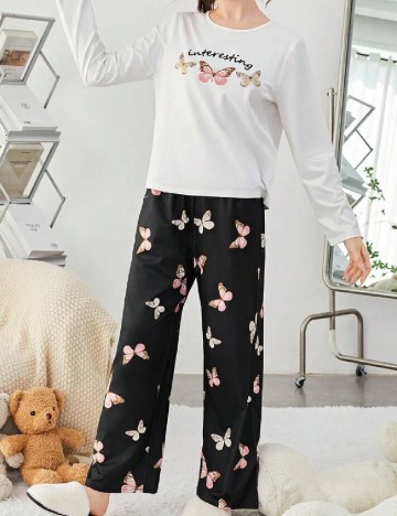 Pijama Shein Kids, alb/negru