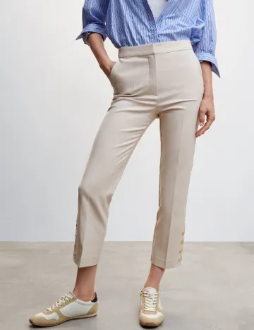 Pantaloni Mango, crem Crem