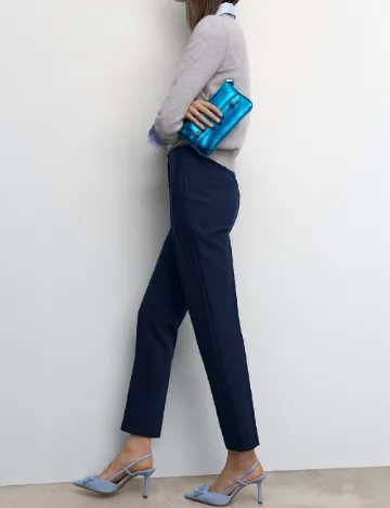 Pantaloni Mango, bleumarin Albastru