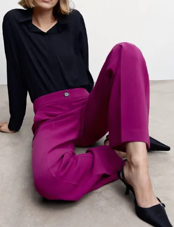 Pantaloni Mango, magenta Roz