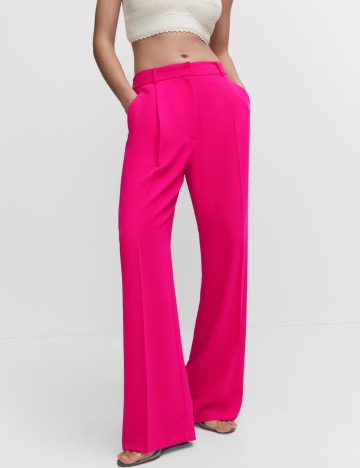 Pantaloni Mango, roz