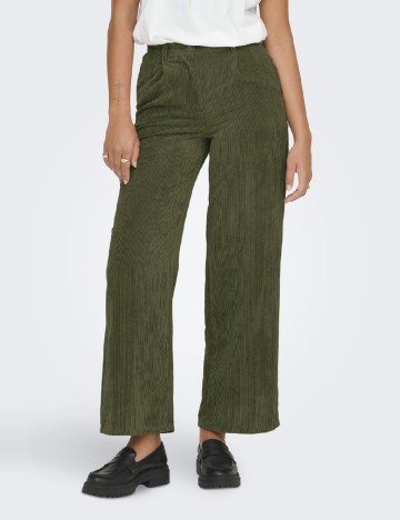 Pantaloni Jacqueline de Yong, verde inchis