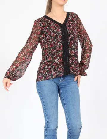 Bluza Vero Moda, negru floral Negru