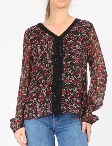 Bluza Vero Moda, negru floral Negru