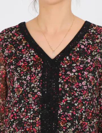 Bluza Vero Moda, negru floral Negru