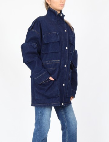 Jacheta Oversize Pieces, bleumarin