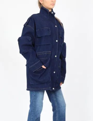 Jacheta Oversize Pieces, bleumarin Albastru