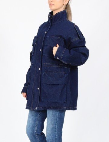 Jacheta Oversize Pieces, bleumarin