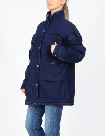 Jacheta Oversize Pieces, bleumarin Albastru