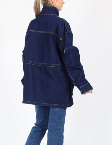 Jacheta Oversize Pieces, bleumarin