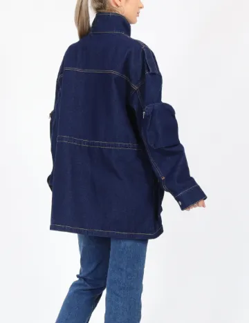 Jacheta Oversize Pieces, bleumarin Albastru