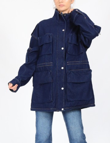 Jacheta Oversize Pieces, bleumarin