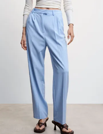 Pantaloni Mango, albastru Albastru