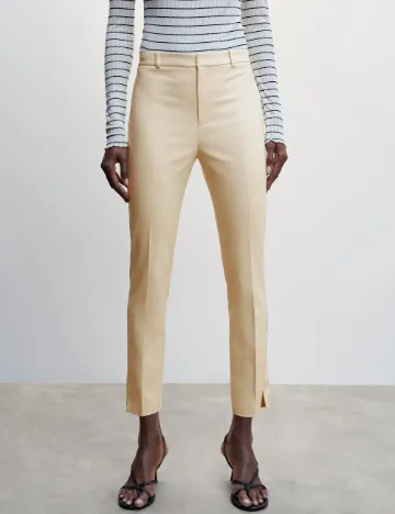 Pantaloni Mango, crem Crem