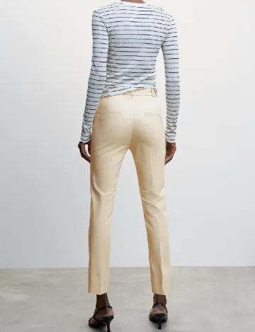 Pantaloni Mango, crem Crem