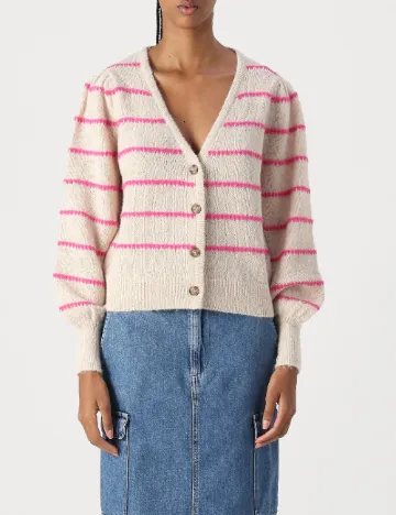 Cardigan Jacqueline de Yong, ecru Alb