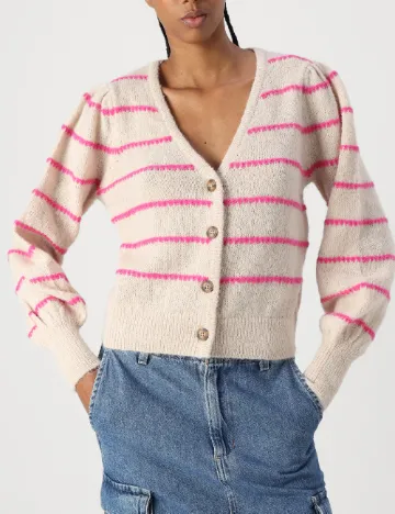 Cardigan Jacqueline de Yong, ecru Alb