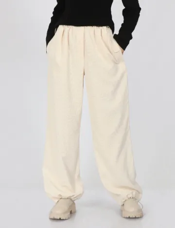 Pantaloni Noisy May, crem Crem