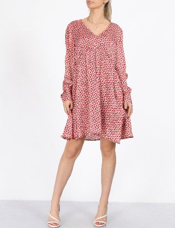 Rochie scurta Only, rosu/alb