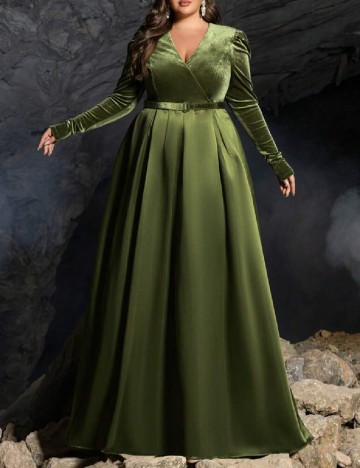 Rochie lunga Faeriesty Plus Size, verde