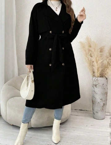 Trench SHEIN CURVE, negru