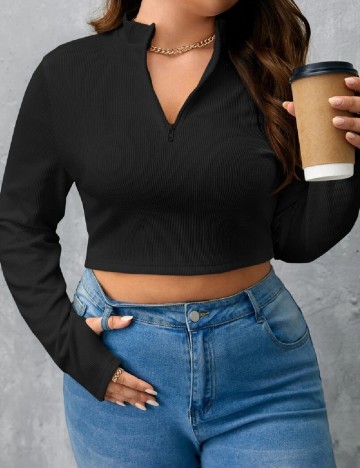 Top SHEIN CURVE, negru