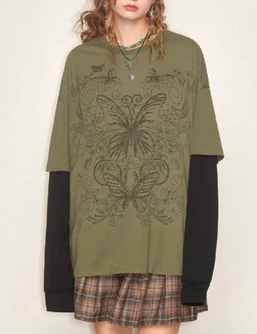 Bluza Oversize Romwe, verde Verde