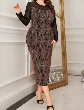 Rochie medie SHEIN CURVE, caramiziu Maro