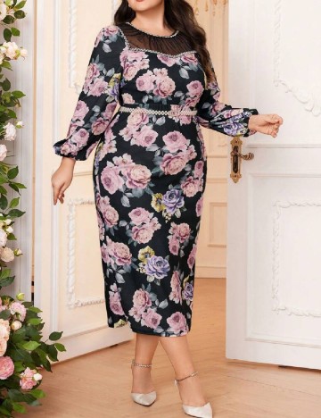 Rochie medie SHEIN CURVE, floral print