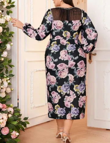 Rochie medie SHEIN CURVE, floral print Floral print