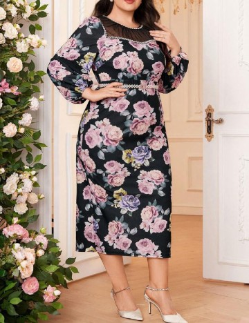 Rochie medie SHEIN CURVE, floral print