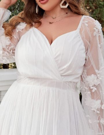 Rochie lunga Simplee Plus Size, alb