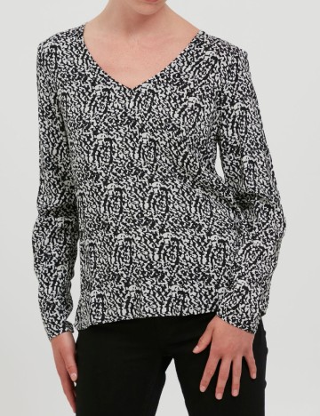 Bluza Ichi, alb/negru