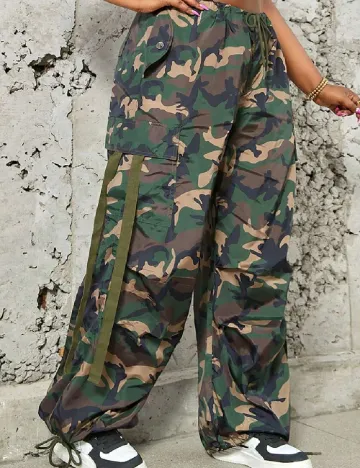 Pantaloni SHEIN CURVE, army Verde