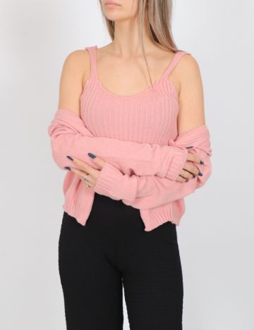 Set Cardigan si Top SHEIN, roz