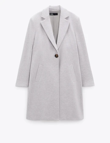 Palton Zara, alb/gri