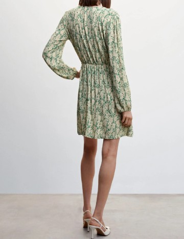 Rochie scurta Mango, ecru/verde