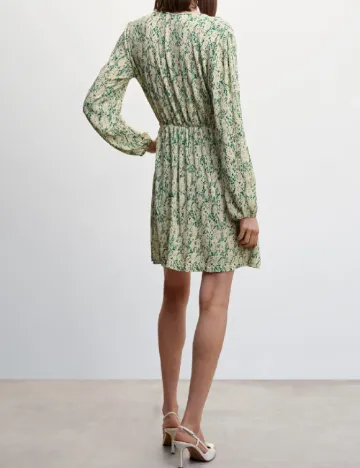 Rochie scurta Mango, ecru/verde Alb