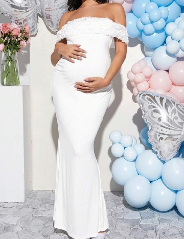 Rochie lunga SHEIN Maternity, alb