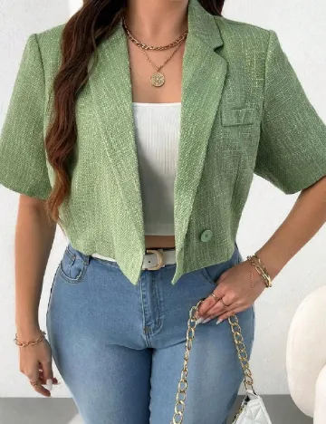 Blazer SHEIN CURVE, verde Verde