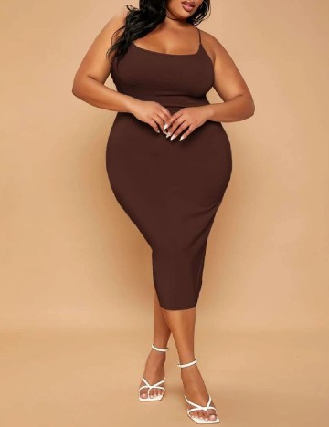 Rochie medie SHEIN CURVE, maro