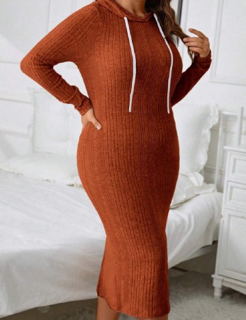 Rochie medie SHEIN CURVE, caramiziu