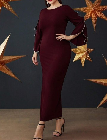 Rochie lunga SHEIN CURVE, burgundy