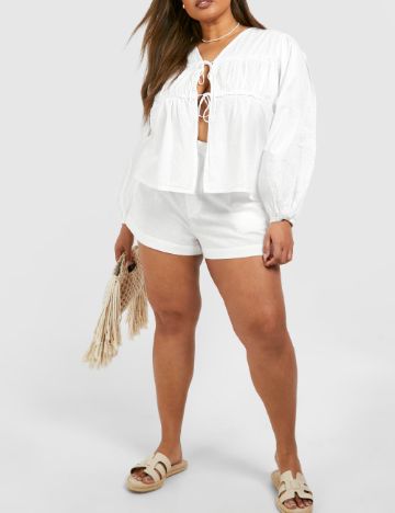 Camasa Boohoo Plus Size, alb