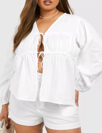 Camasa Boohoo Plus Size, alb