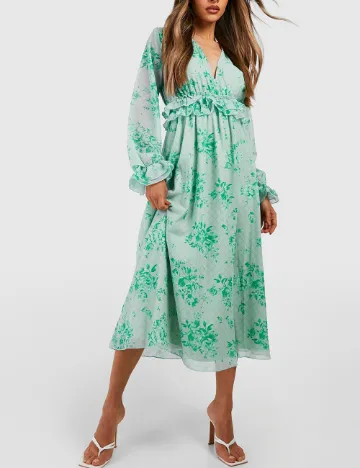 Rochie medie Boohoo, verde Verde